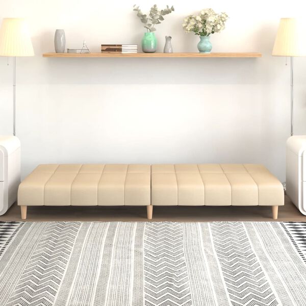 vidaXL 2-vietīga dīvāngulta, krēmkrāsas audums