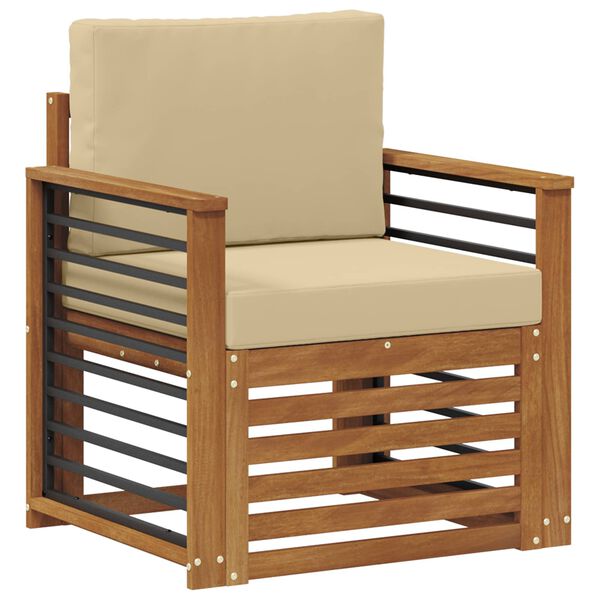 vidaXL Āra dīvānu komplekts Cieta akācijas koks un poliesters Dabiska