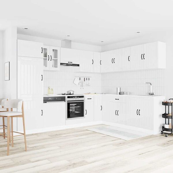 vidaXL 14-daļīgs virtuves skapītis komplekts, Lucca, spīdīgi balta