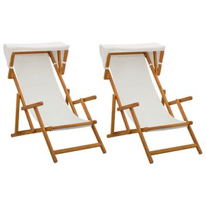 vidaXL Dīvāngalvs 2 pcs 3 Pozīcija Cieta eikalipta koksne Krēmkrāsa