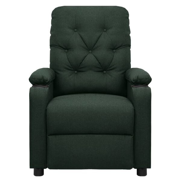 vidaXL elektrisks masāžas krēsls, tum&scaron;i zaļ&scaron; audums