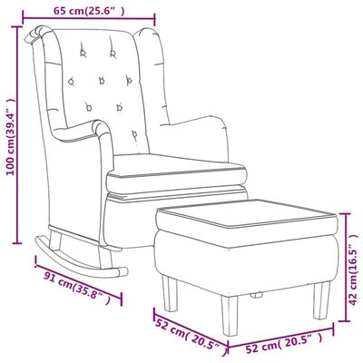 vidaXL šūpuļkrēsls ar soliņu, tumši pelēks audums
