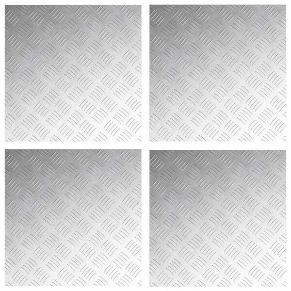 vidaXL Trepju paklājs Kvadrātveida 4 pcs Sudraba 50 x 50 cm Alumīnijs