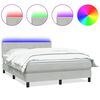 vidaXL atsperu gulta ar matraci, LED, gai&scaron;i pelēka samts, 140x210 cm