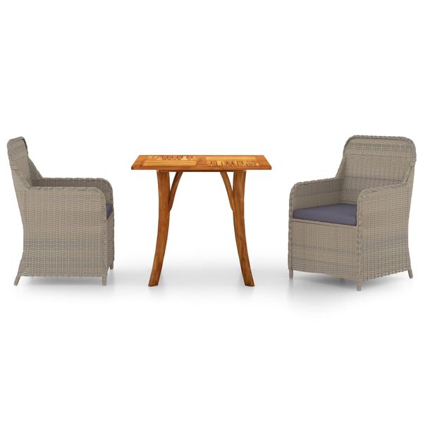 vidaXL 3-daļīgs dārza mēbeļu komplekts, brūns