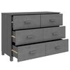 vidaXL kumode HAMAR, tumši pelēka, 113x40x80 cm, priedes masīvkoks