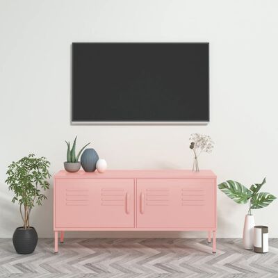 vidaXL TV skapītis, 105x35x50 cm, tērauds, rozā