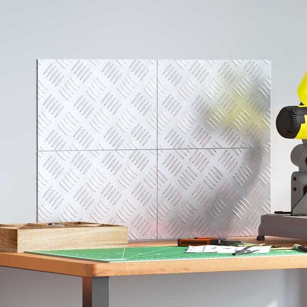 vidaXL Trepju paklājs Taisnstūra 4 pcs Sudraba 30 x 20 cm Alumīnijs