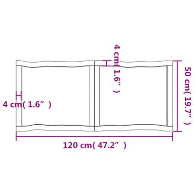 vidaXL galda virsma, gaiši brūna, 120x50x(2-4)cm, ozola masīvkoks