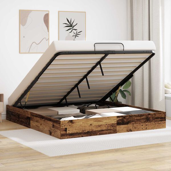 vidaXL Otomāna gultas rāmis Vecs koks 160 x 200 cm Inženierijas koks