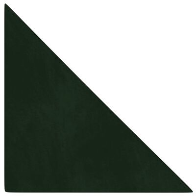 vidaXL sienas paneļi, 12 gab., tumši zaļi, 30x30 cm, samts, 0,54 m²