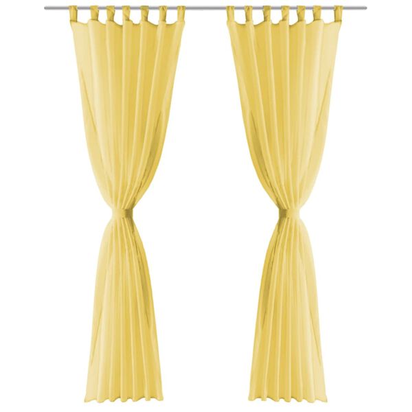 vidaXL plānie aizkari, 2 gab., 140x175 cm, dzelteni