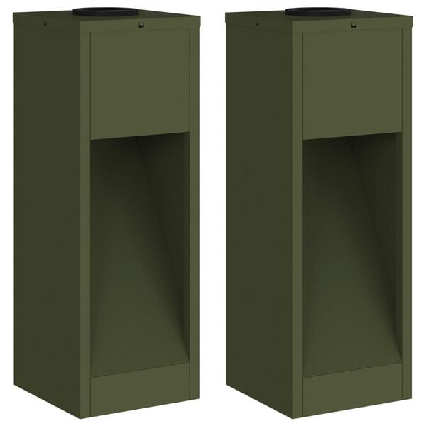 vidaXL Saules LED Ceļa Gaisma 2 pcs Olīvu zaļš Auksti velmēts tērauds