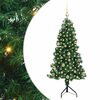 vidaXL Stūra mākslīgais Ziemassvētku koks Zaļa 150 cm PVC un metāls