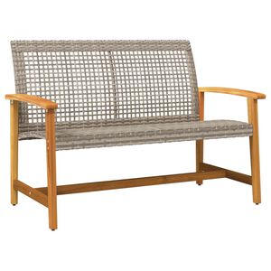 vidaXL dārza sols, 112 cm, pelēka PE rotangpalma, akācijas masīvkoks