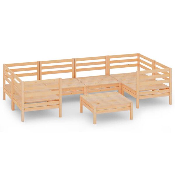 vidaXL 7-daļīgs dārza mēbeļu komplekts, priedes masīvkoks