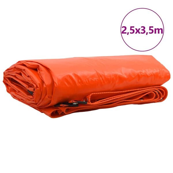 vidaXL Tarps 650g / m&sup2; Oranža 2,5 x 3,5 m Audekls ar PVC pārklājumu