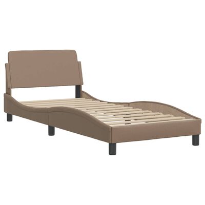 vidaXL gulta ar matraci, kapučīno, 80x200 cm, mākslīgā āda