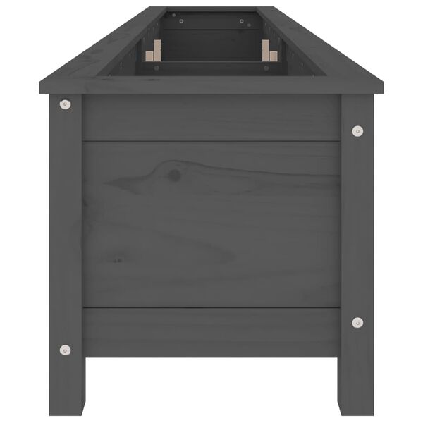 vidaXL augstā puķu kaste, pelēka, 199,5x40x39 cm, priedes masīvkoks