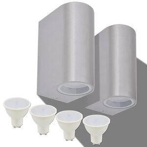 vidaXL āra LED sienas lampa, 2 gab., divvirzienu, noapaļota