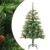 vidaXL mākslīgā Ziemassvētku egle ar čiekuriem un ogām, 120 cm