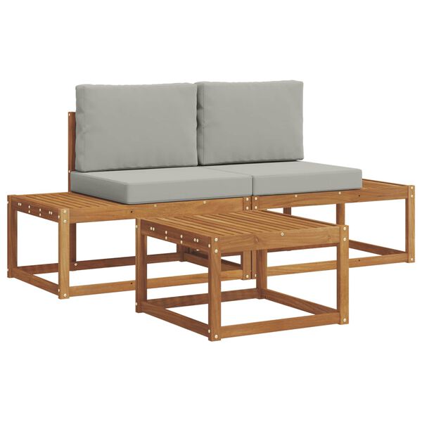 vidaXL Āra dīvānu komplekts ar spilvenu 3 pcs Dabiska