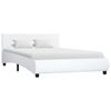 vidaXL gultas rāmis ar LED, balta mākslīgā āda, 140x200 cm
