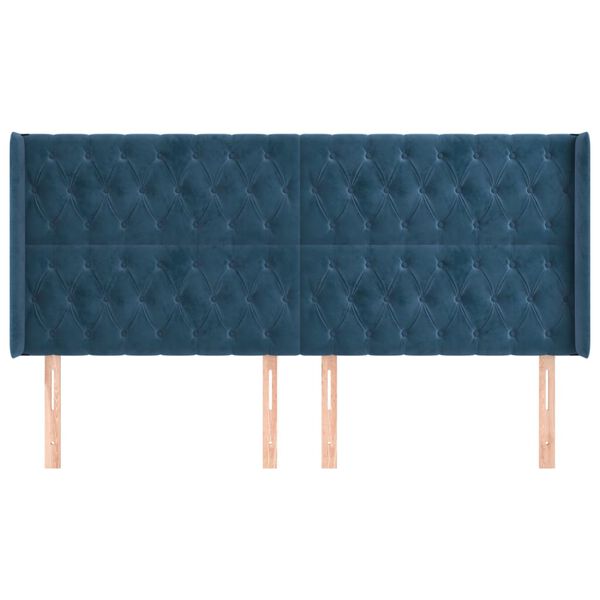 vidaXL galvgalis ar malām, tum&scaron;i zils samts, 183x16x118/128 cm