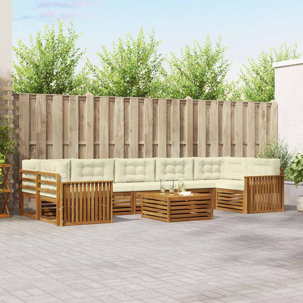 vidaXL Āra dīvānu komplekts ar spilvenu 8 pcs Dabisks un krējuma