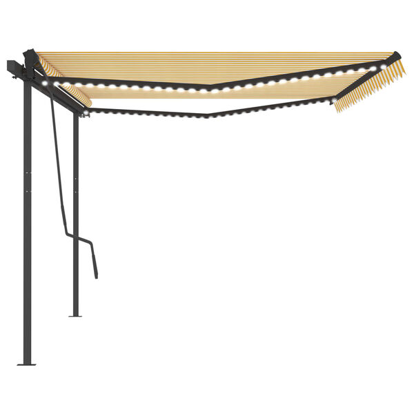 vidaXL izvelkama markīze ar LED un vēja sensoru, 5x3,5 m, dzeltenbalta