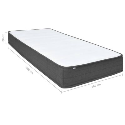 vidaXL gulta ar atsperu matraci, tumši pelēks audums, 200x200 cm