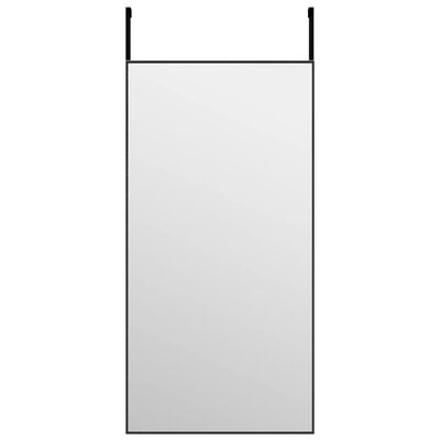 vidaXL durvju spogulis, melns, 40x80 cm, stikls un alumīnijs
