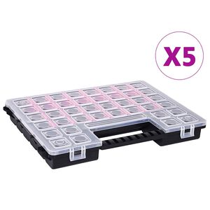 vidaXL &scaron;ķiro&scaron;anas kastes, 5 gab., ar regulējamiem dalītājiem, 385x283x50 mm, plastmasa