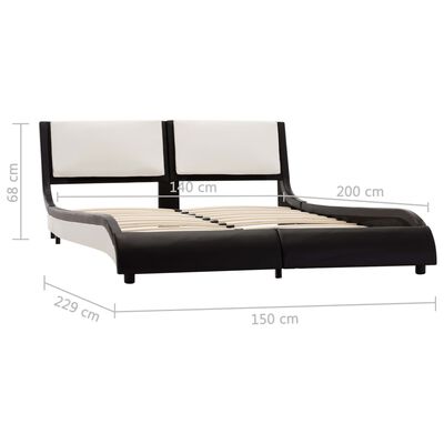 vidaXL gultas rāmis ar LED, melna un balta mākslīgā āda, 140x200 cm