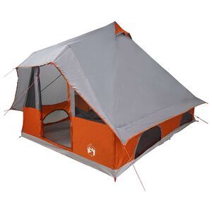 vidaXL Tipi telts ar jumtu Pelēka un oranža 358 x 296 x 258 cm tafta