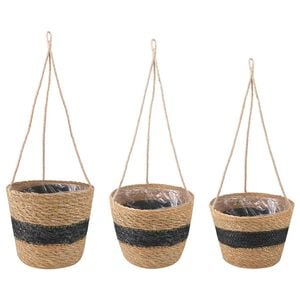 vidaXL Jūras zāles augu grozi 3 pcs Dabiska un melna &Oslash;26 x 19 cm