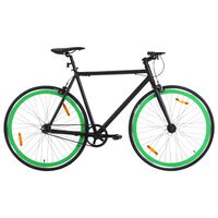 vidaXL ritenis ar vienu ātrumu, melns un zaļš, 700c, 59 cm