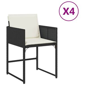 vidaXL dārza krēsli, 4 gab., ar matračiem, PE rotangpalma, melni