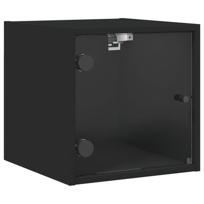 vidaXL naktsskapītis ar stikla durvīm, melns, 35x37x35 cm