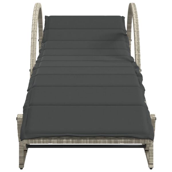 vidaXL sauļošanās zvilnis, gaiši pelēks, 60x199x42 cm, PE rotangpalma