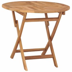 vidaXL Saliekamais dārza galds Dabiska &Oslash; 90 x 75 cm Ciets tek&scaron;a koks