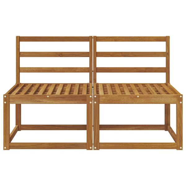 vidaXL 2 Gabals Āra vidējā dīvāns Cietā akācijas koks Dabiska