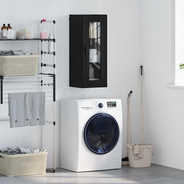 vidaXL Sienas skapis Melns ozolkoks 34,5 x 34 x 90 cm