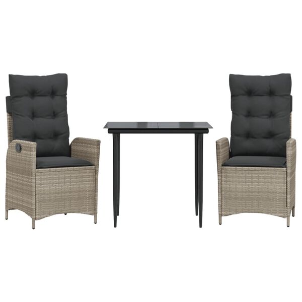 vidaXL 5-daļīgs dārza mēbeļu komplekts, matrači,gai&scaron;i pelēka PE pinums