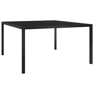 vidaXL dārza galds, 130x130x72 cm, melns tērauds un stikls