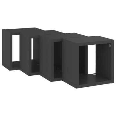 vidaXL kuba formas sienas plaukti, 4 gab., 22x15x22 cm, pelēki