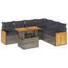 vidaXL 7-daļīgs dārza dīvāna komplekts, matrači, pelēka PE rotangpalma