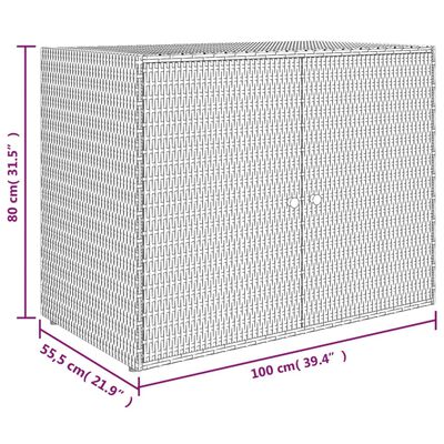 vidaXL dārza skapis, pelēks, 100x55,5x80 cm, PE rotangpalma