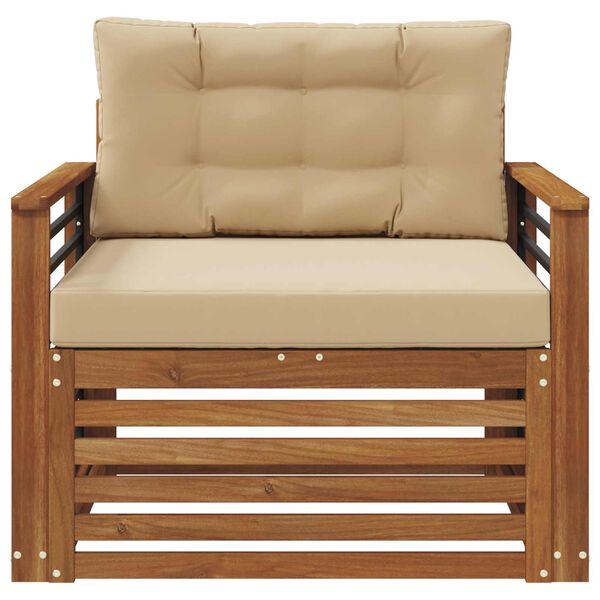 vidaXL Āra dīvānu komplekts Cieta akācijas koks un poliesters Dabiska