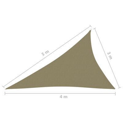 vidaXL saulessargs, 3x4x5 m, trijstūra forma, bēšs oksforda audums